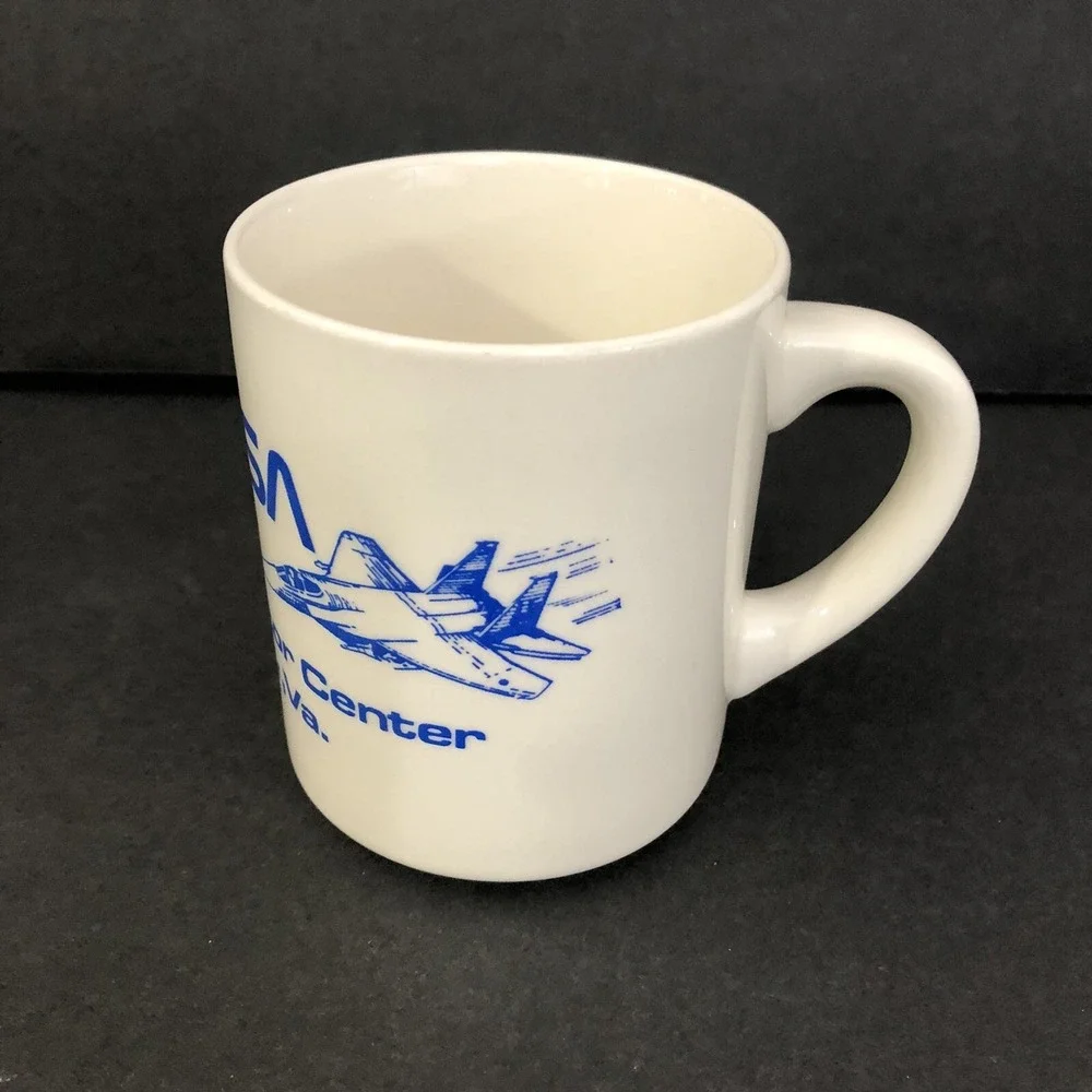 Vintage NASA Langley Visitor Center Hampton VA Coffee Mugs Cups Space Set of 2
